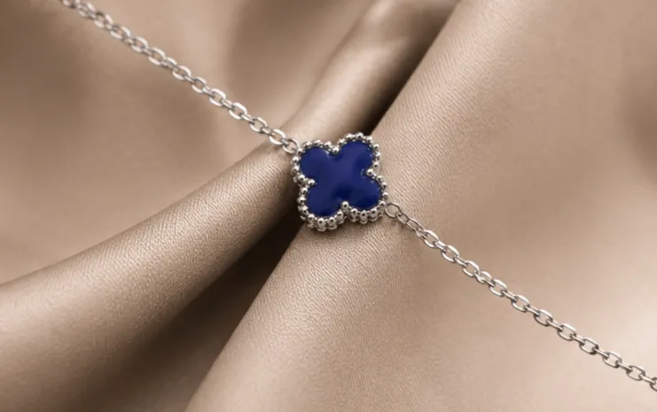 Lapis Blue Clovers Chain Bracelet